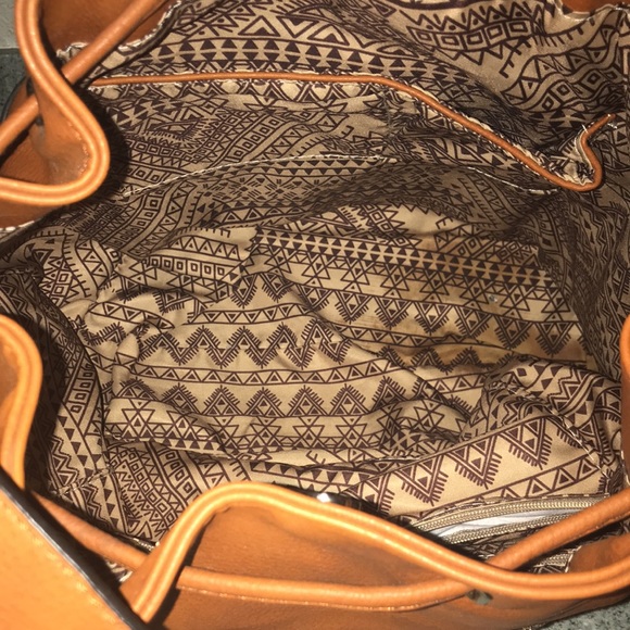 Camel Drawstring Bucket Bag - Picture 3 of 7